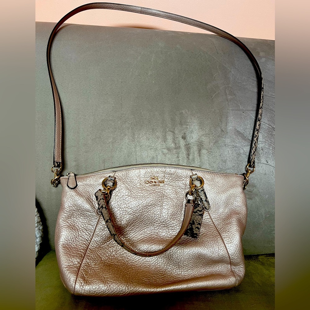 Champagne Leather Coach Handbag